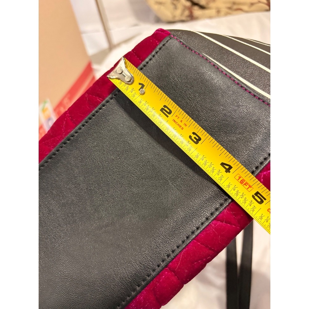 NWT Luv Betsey by Betsey Johnson Striped Star Velvet Purse with white fluff ball - Picture 11 of 13